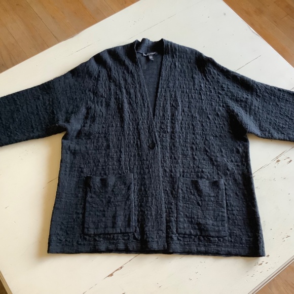 Eileen Fisher Organic Linen Cotton Loose fitting Cardigan sweater Medium - Picture 2 of 10